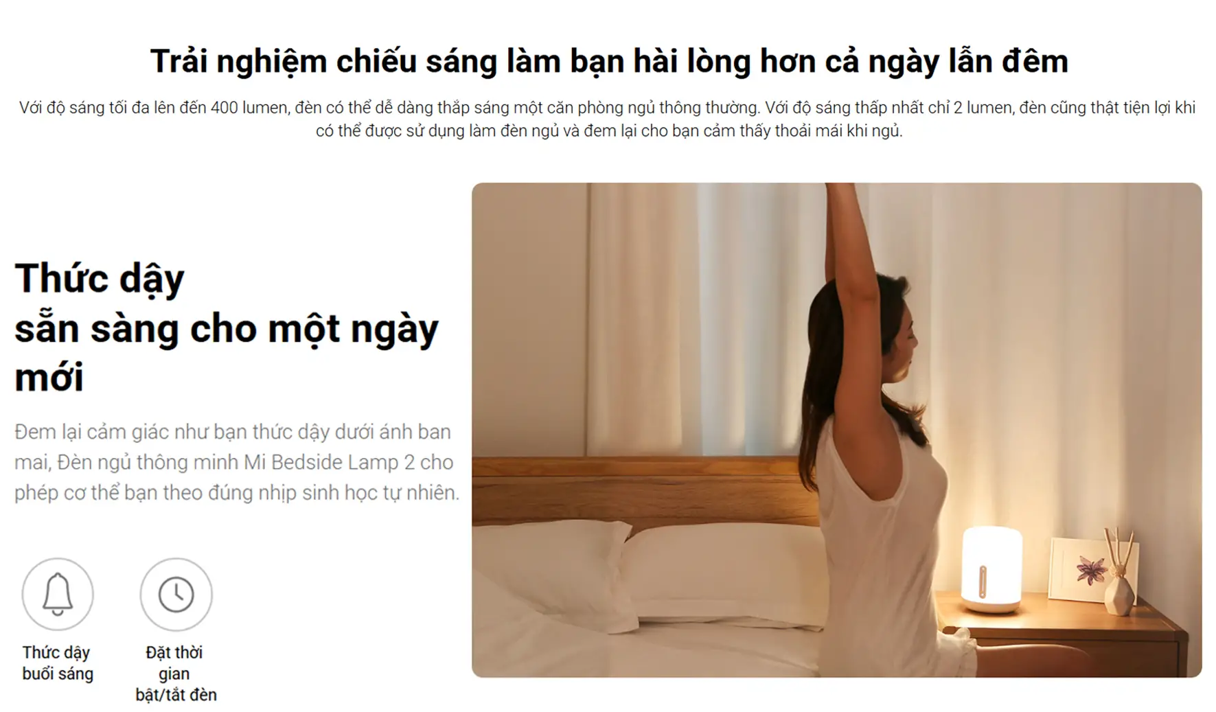 Đèn ngủ thông minh Xiaomi Mi Bedside Lamp 2 tính năng thông minh