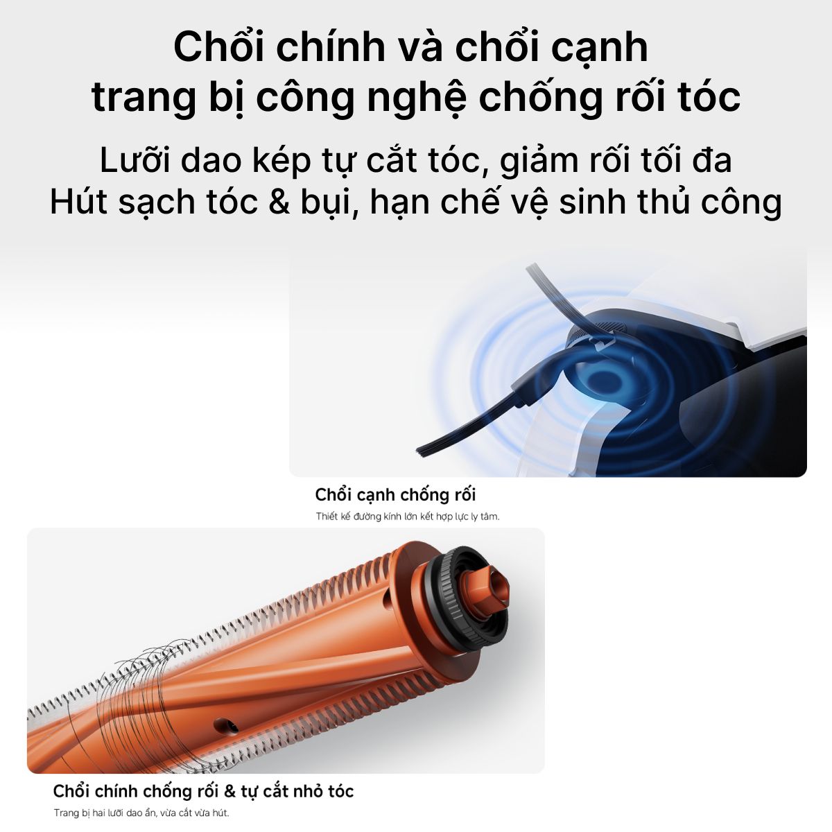 Robot hút bụi lau nhà Xiaomi Vacuum 5 chổi chính và chổi cạnh