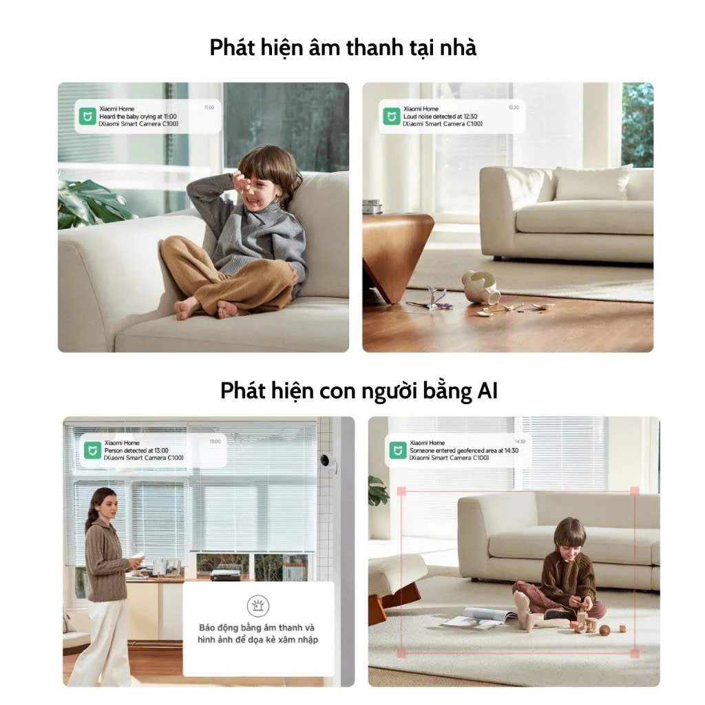 Camera Xiaomi Smart Camera C100 phát hiện con người và âm thanh