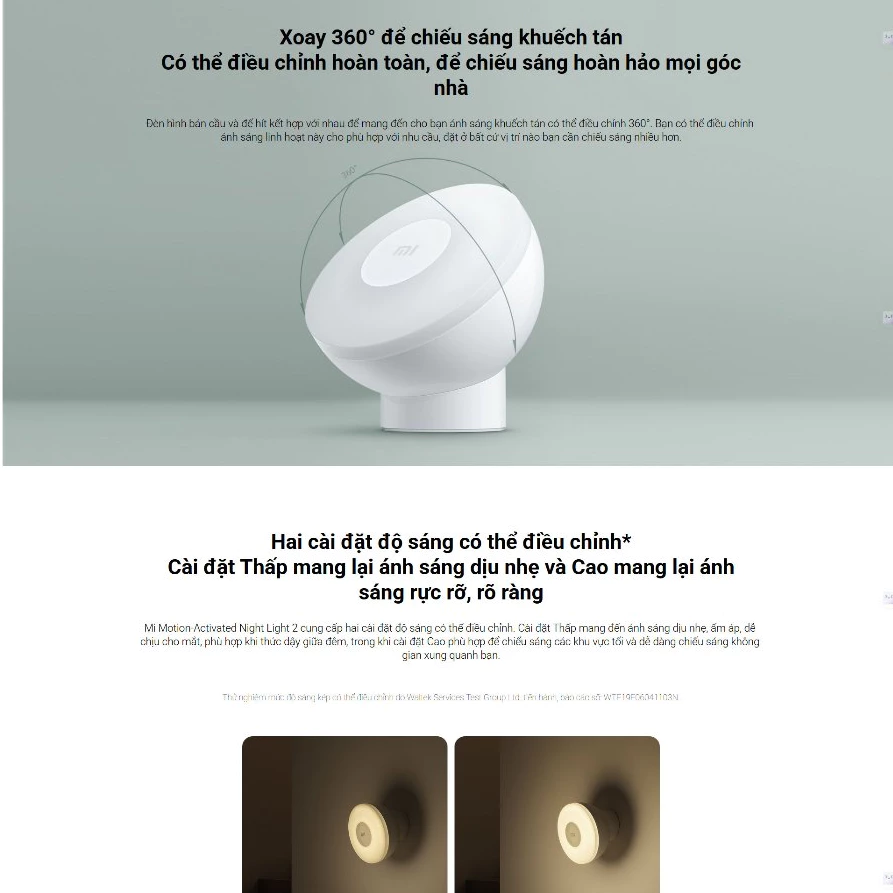 Đèn ngủ Mi Motion-Activated Night Light 2 tiện lợi