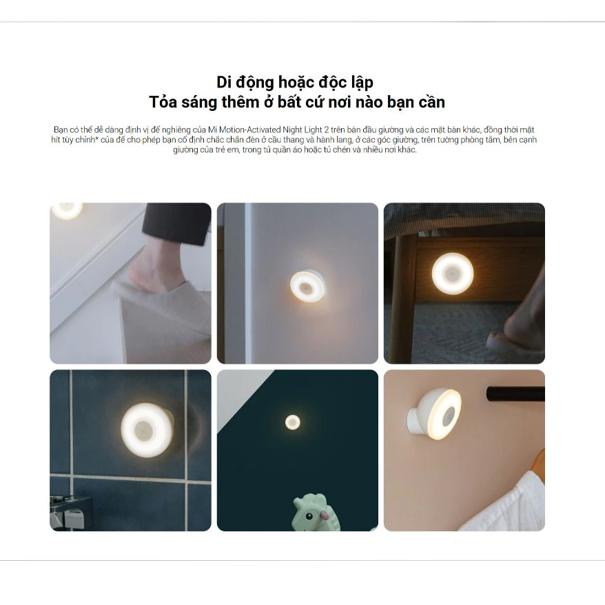 Đèn ngủ Mi Motion-Activated Night Light 2 dễ dàng bố trí