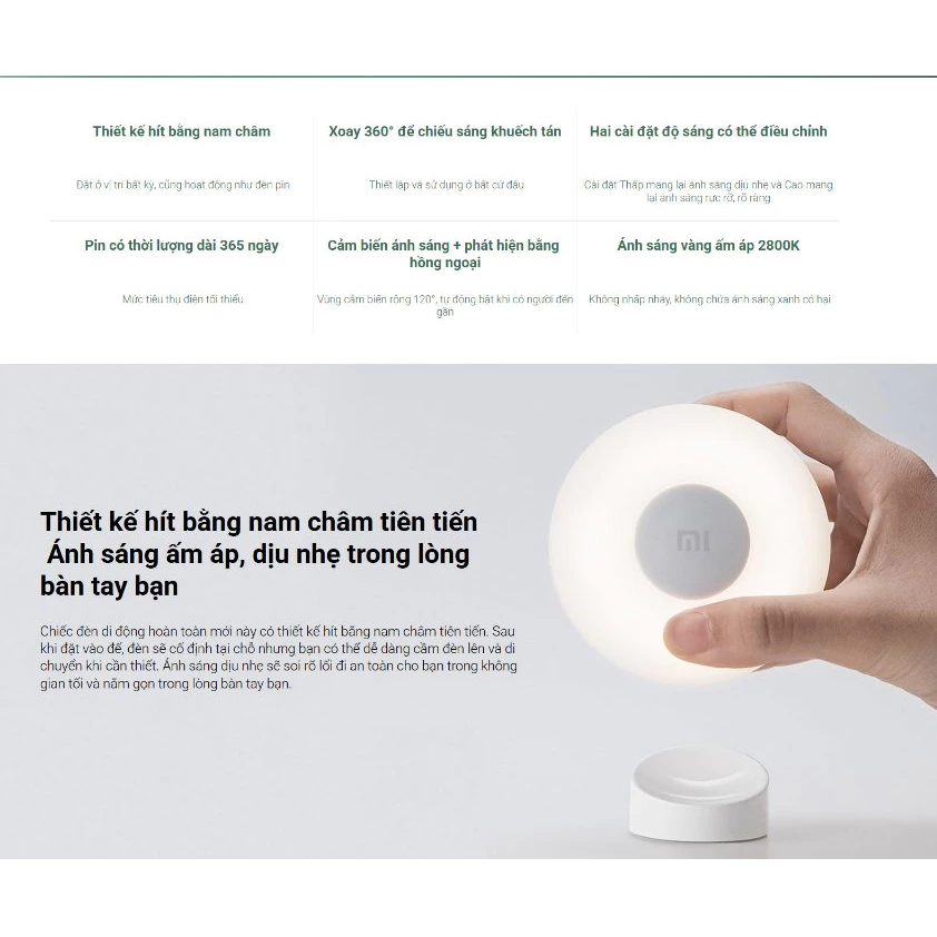 Đèn ngủ Mi Motion-Activated Night Light 2 ưu điểm nổi bật
