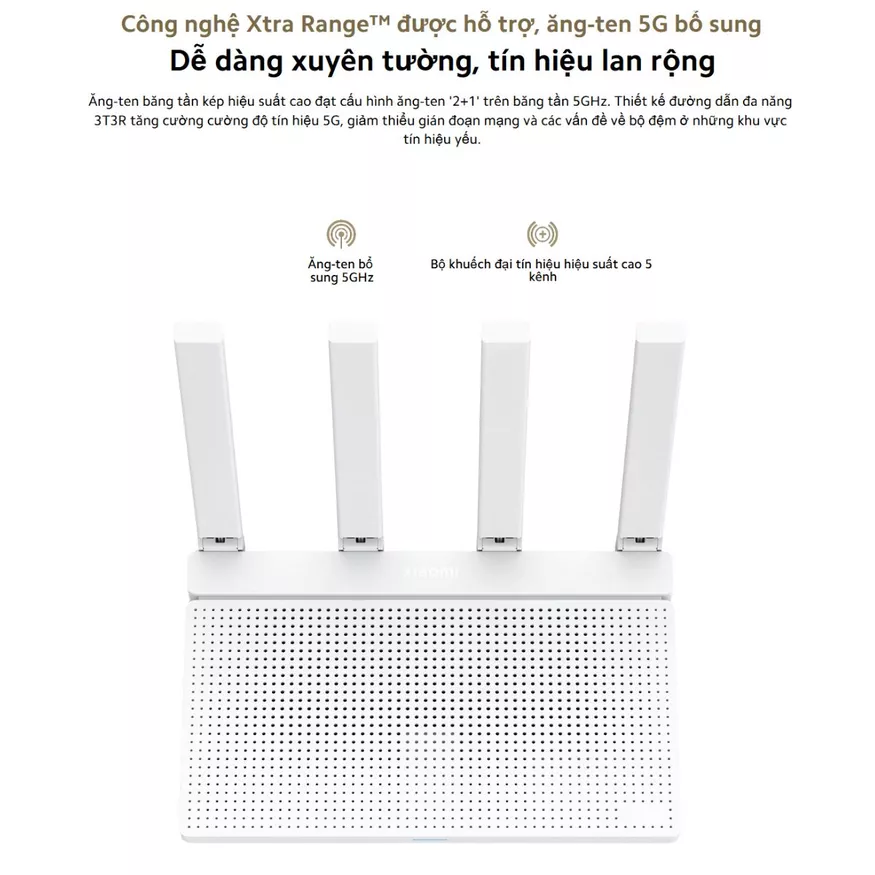 Bộ phát sóng Wifi Xiaomi Router AX3000T EU dễ dàng xuyên tường