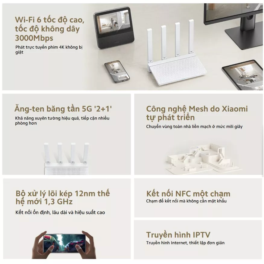 Bộ phát sóng Wifi Xiaomi Router AX3000T EU ưu điểm nổi bật